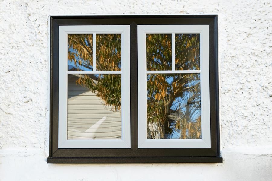 black and white flush sash windows