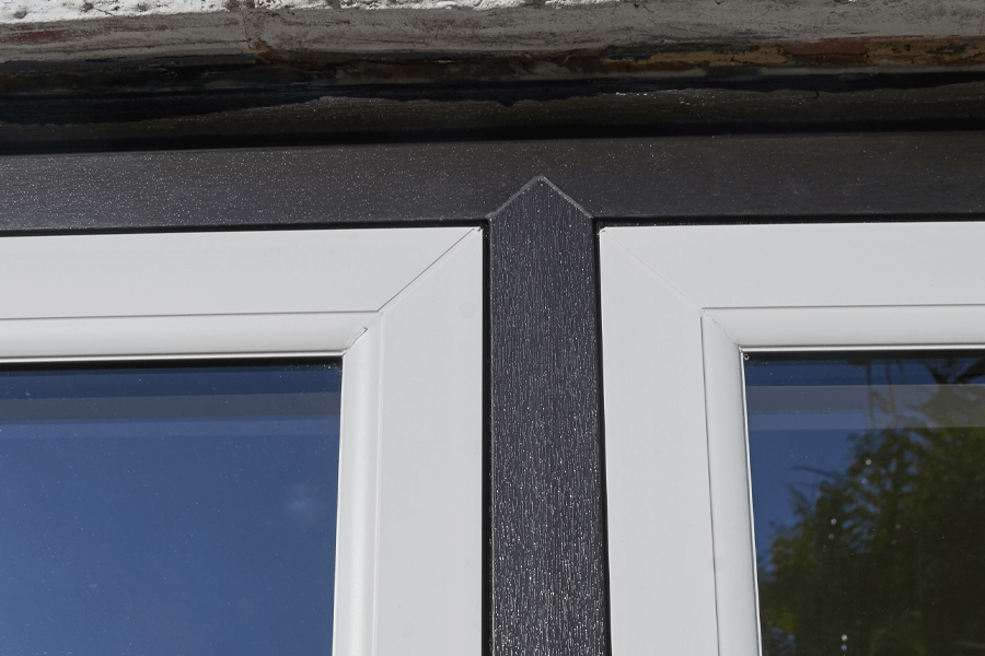 close up of black and white flush sash windows