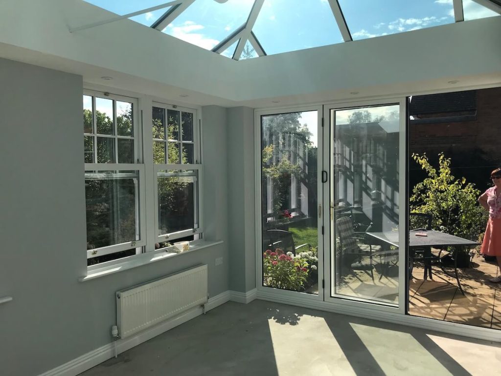 interior of orangery with bifold doors