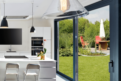 black sliding patio door