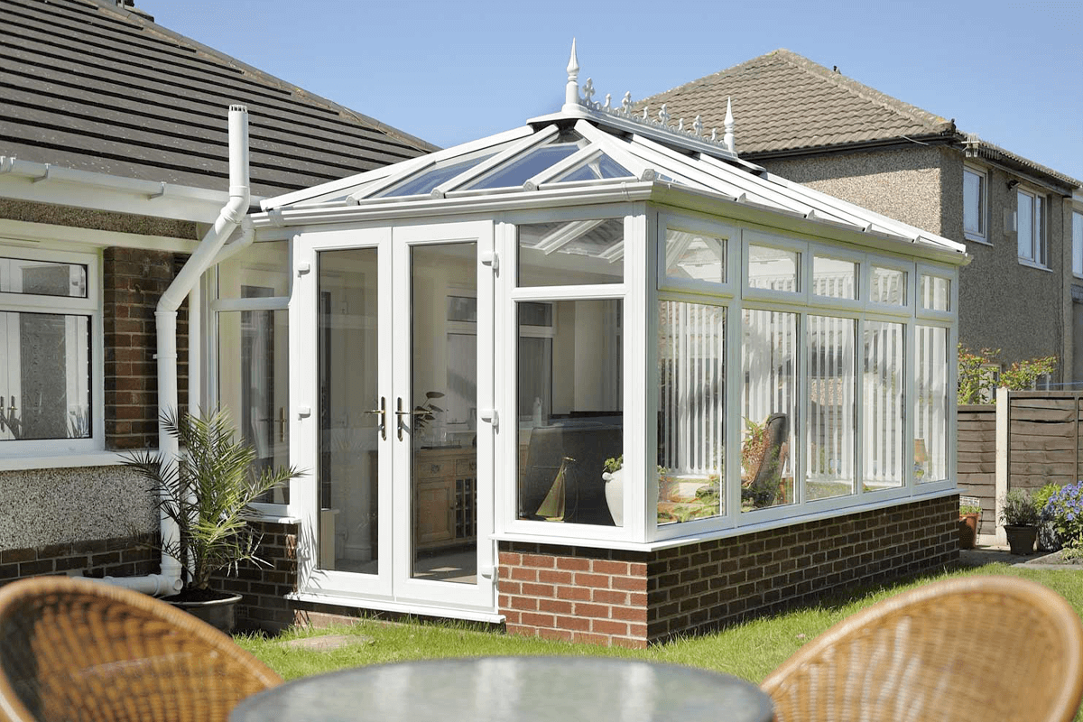 white glass roof conservatory