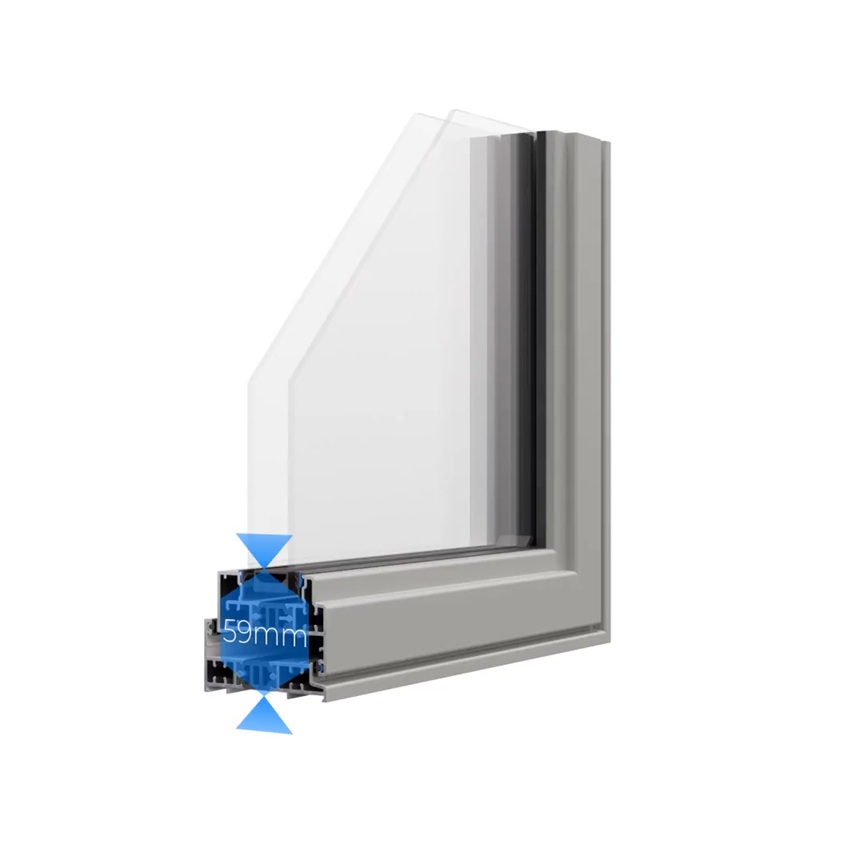 Sheerline aluminium window with a 59mm ultra-slim profile, showcasing the frame's modern, energy-efficient design.